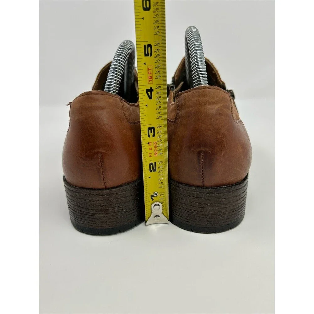 b.o.c. Born Concepts Ankle Booties Brown Cognac Double Zip Cap Toe Size 9.5